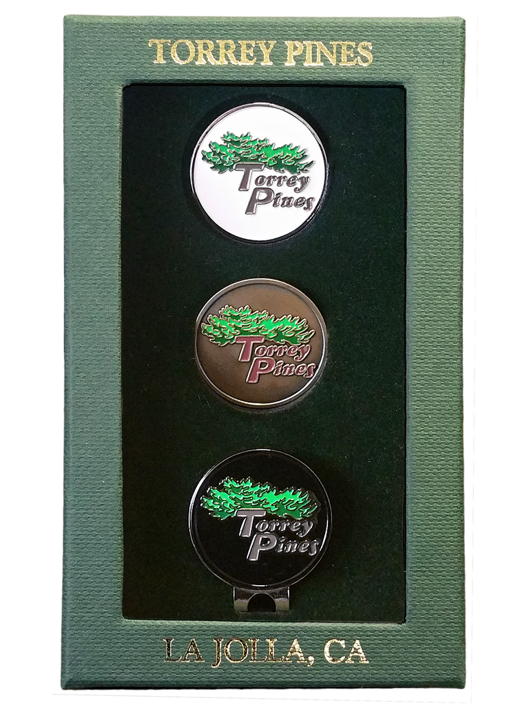 Torrey Pines Ball Markers with Hat Clip Gift Box Set