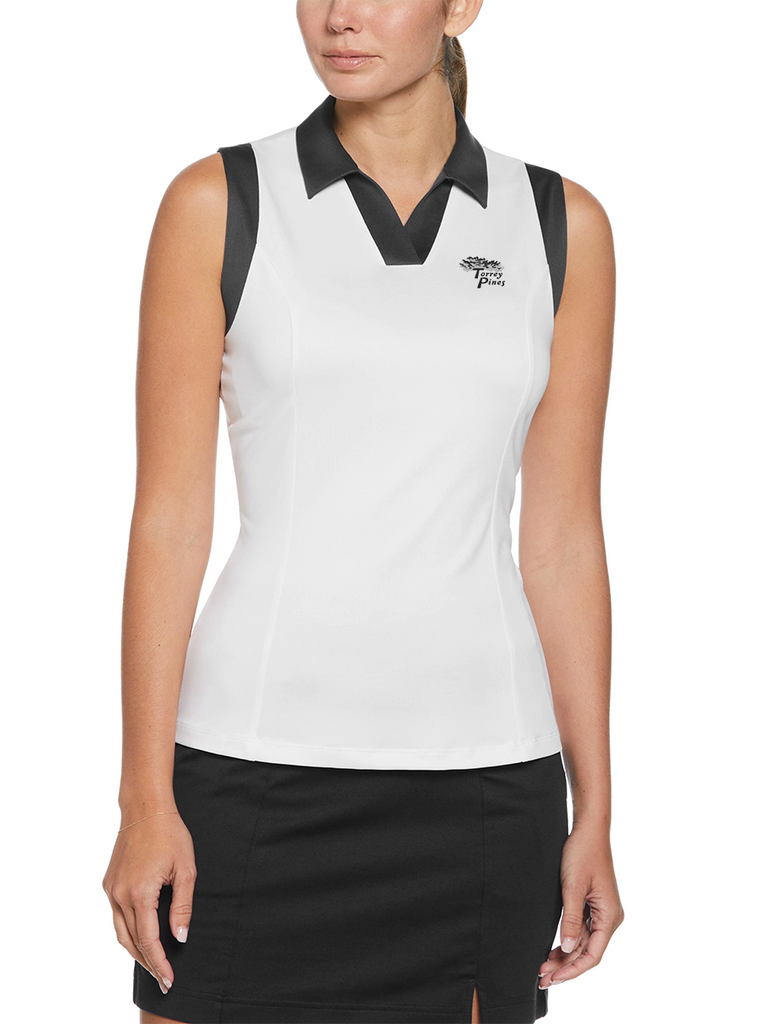Torrey Pines Women's Color Block V-Placket Sleeveless Golf Polo