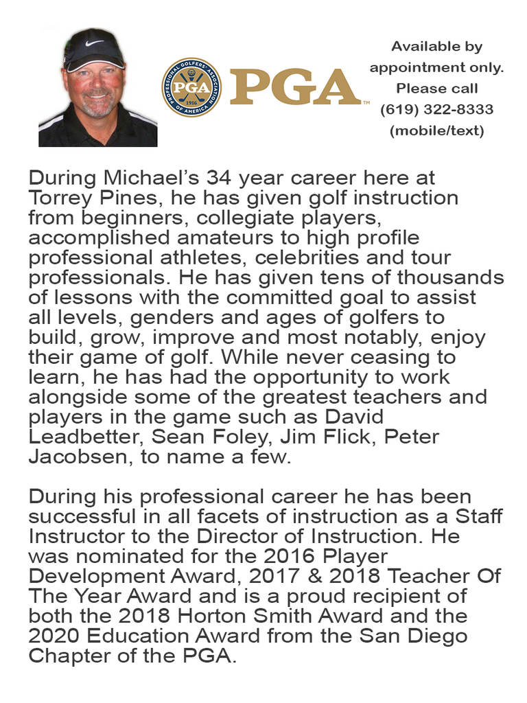 Golf Lessons by Director of Golf Michael Major, PGA