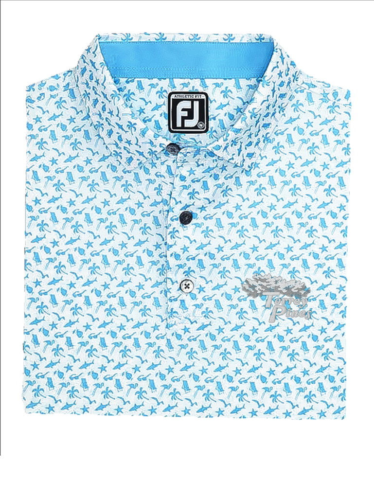 Torrey Pines Mens Athletic Fit Beach Print Golf Polo
