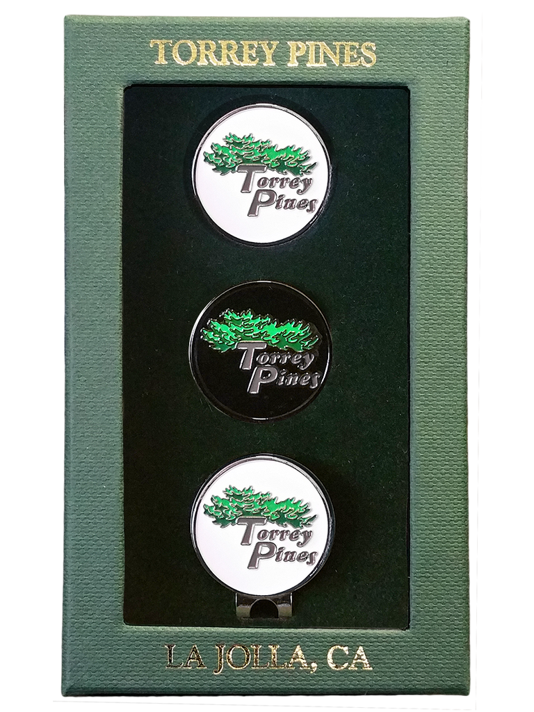 Torrey Pines Ball Markers with Hat Clip Gift Box Set