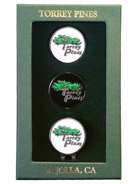 Torrey Pines Ball Markers with Hat Clip Gift Box Set