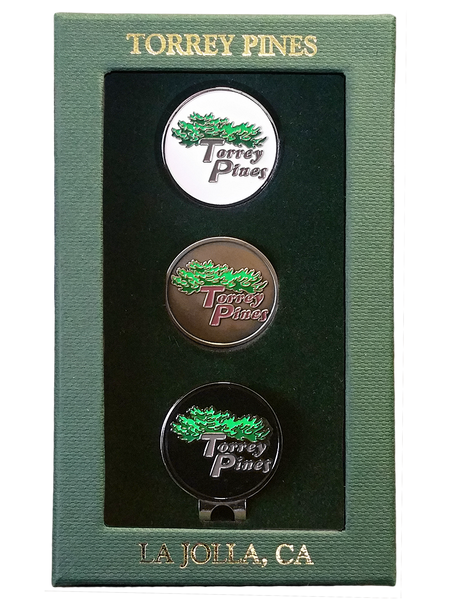 Torrey Pines Ball Markers with Hat Clip Gift Box Set