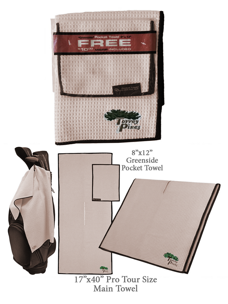 Torrey Pines Microfiber Pro Tour Caddie Towel + Free Greenside Pocket Towel - The Golf Shop at Torrey Pines