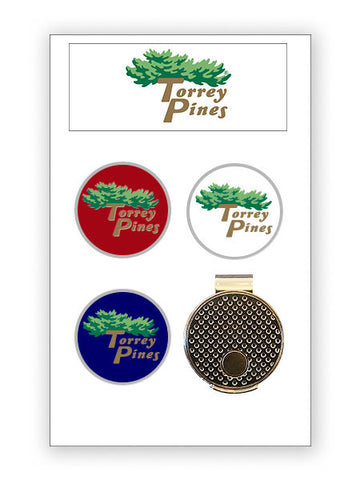 Torrey Pines Hat Clip and Ball Marker Set - Merchandise and Services from The Golf Shop at Torrey Pines